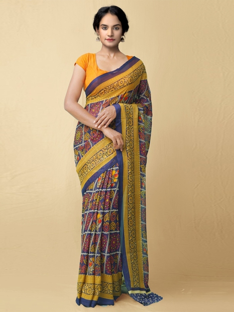 

Unnati Silks Blue Bandhani Printed Art Chiffon Saree