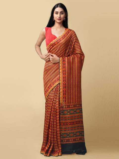 

Unnati Silks Multicoloured Printed Pure Silk Baluchari Saree, Multi