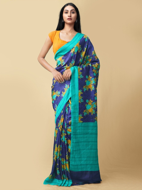 

Unnati Silks Women Blue & Yellow Pure Handloom Bangalore Silk Saree