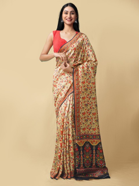

Unnati Silks Brown & Red Floral Bangalore Pure Silk Saree