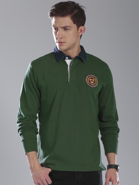 

GANT Men Green Solid Polo T-shirt