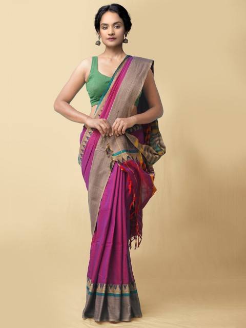 

Unnati Silks Purple & Blue Pure Cotton Narayan Peth Saree