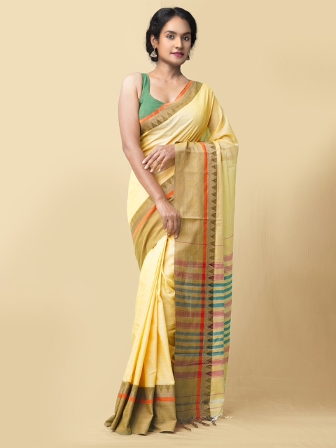 

Unnati Silks Orange & Green Pure Cotton Narayan Peth Saree