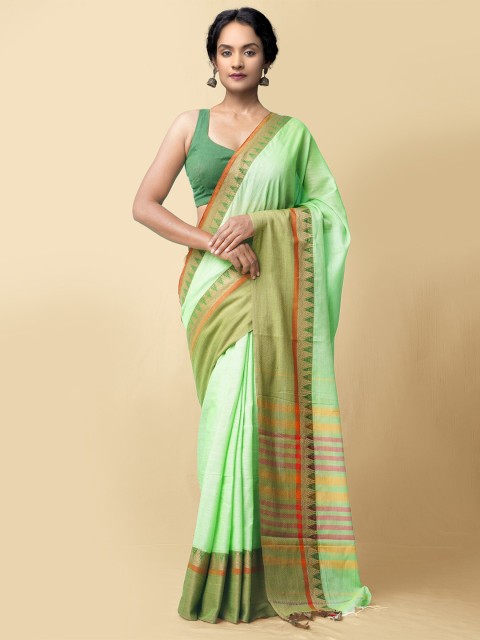 

Unnati Silks Green & Orange Pure Cotton Narayan Peth Saree