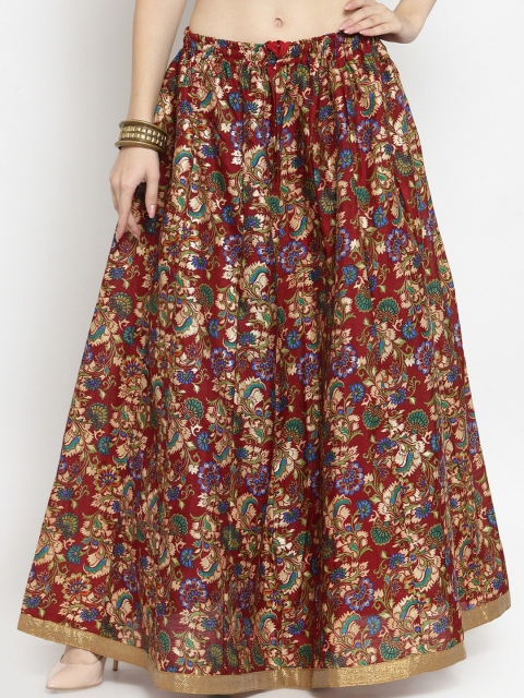 

TULIP 21 Women Maroon & Beige Floral Printed Flared Maxi Skirt