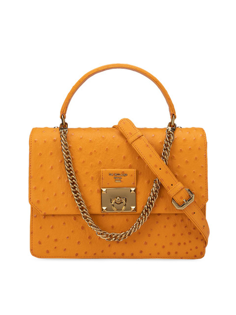 

Da Milano Orange Leather Structured Handheld Bag