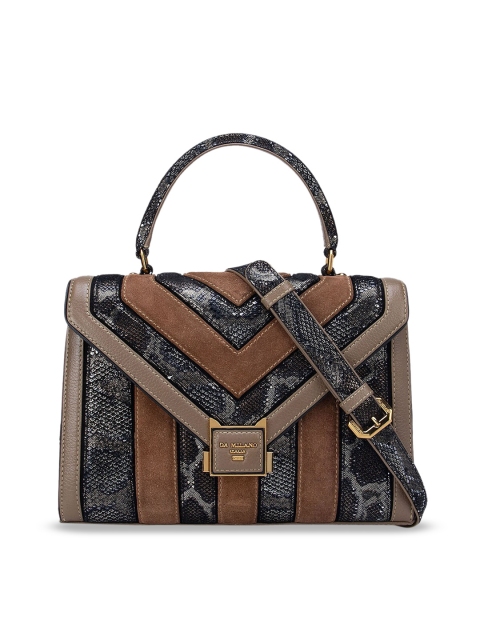 

Da Milano Brown Textured Leather Structured Satchel