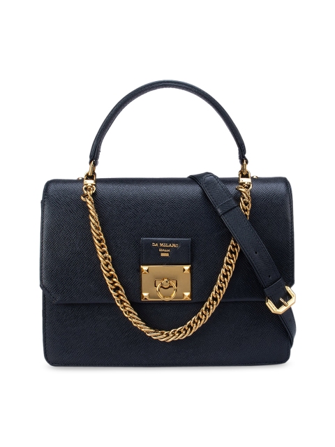

Da Milano Black Leather Structured Satchel