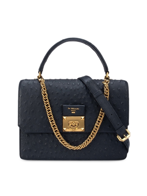 

Da Milano Black Leather Oversized Structured Handheld Bag