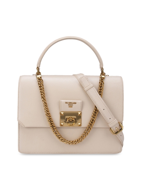 

Da Milano Beige Leather Structured Satchel