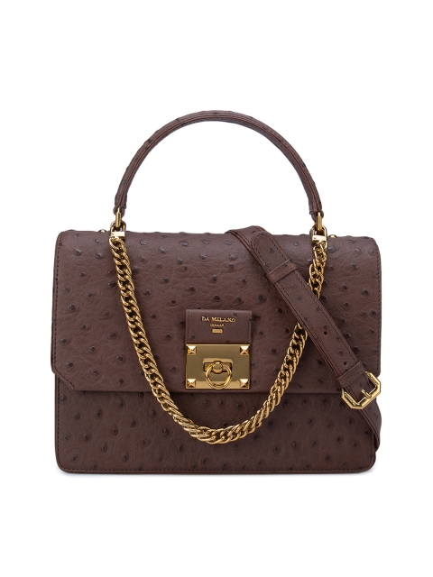 

Da Milano Brown Textured Leather Structured Handheld Bag