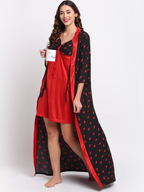 

Claura Red Printed Maxi Nightdress