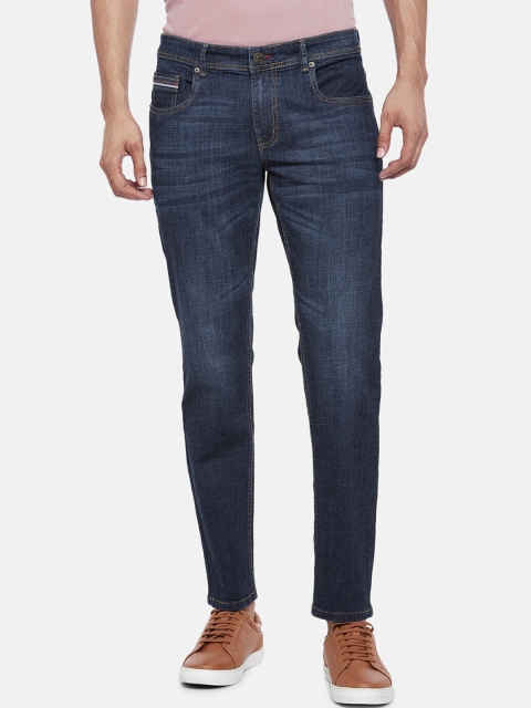

People Men Blue Slim Fit Low Distress Light Fade Jeans
