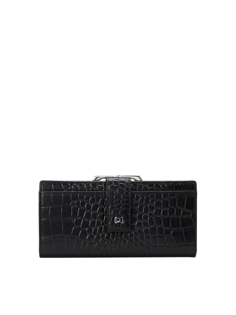 

Da Milano Women Black Textured Leather Two Fold Wallet