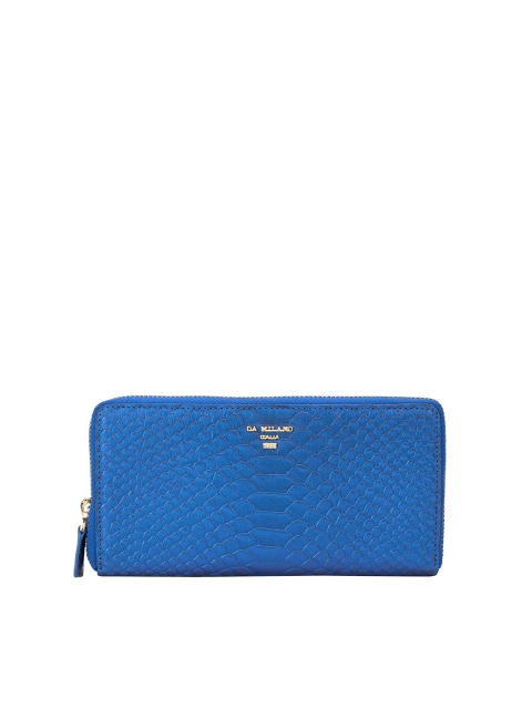 

Da Milano Women Blue Textured Leather Zip Around Wallet