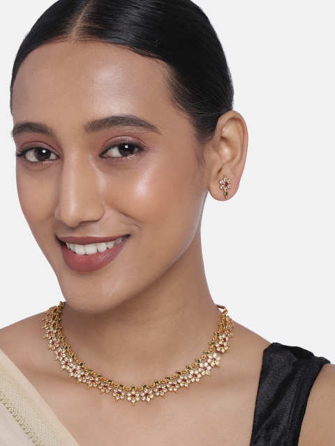 

Peora Matte Gold Finish Traditional Jewellery Set, Multi