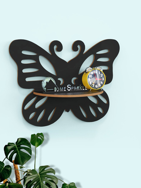 

Home Sparkle Black MDF Butterfly Shaped Wall Shelf