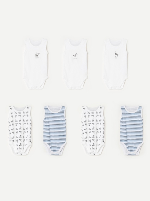 

Juniors Infant Boys Pack of 7 Cotton Rompers, White