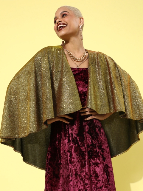 

InWeave Women Copper Self-Design Bling and Sparkly Shrug