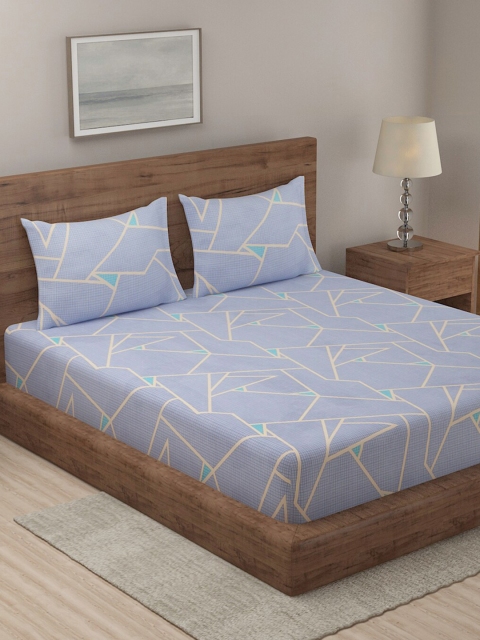 

TAG 7 Lavender & Red Geometric 210 TC Cotton 2 King Bedsheet with 4 Pillow Covers
