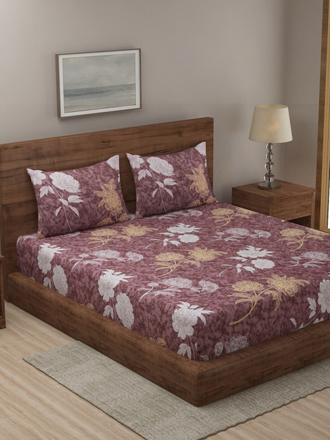 

TAG 7 Black & Grey Floral 210 TC 2 King Bedsheet with 4 Pillow Covers