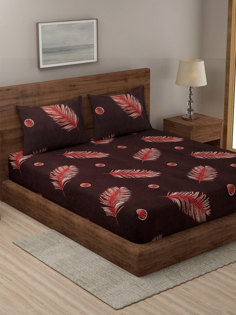 

TAG 7 Brown & Beige Floral 210 TC 2 King Bedsheet with 4 Pillow Covers