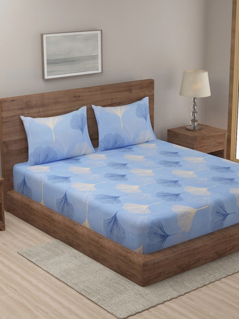 

TAG 7 Pack Of 2 Printed 210 TC 2 King Bedsheet with 4 Pillow Covers, Blue
