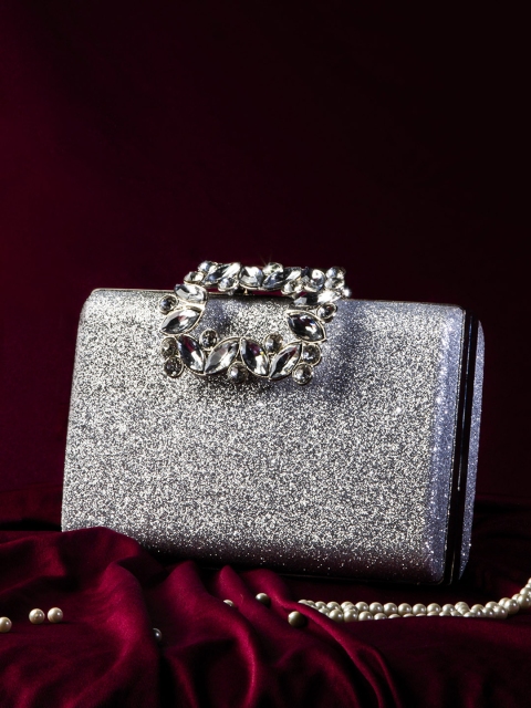 

Kazo Silver-Toned Embellished Box Clutch