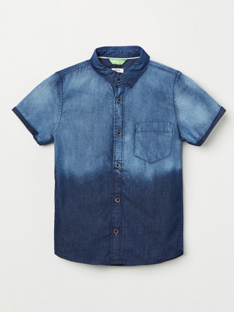 

Bossini Boys Blue Faded Opaque Faded Cotton Casual Shirt