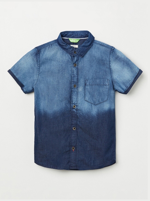 

Bossini Boys Blue Faded Opaque Faded Casual Shirt