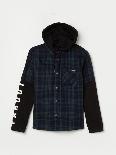 

Bossini Boys Green Tartan Checks Opaque Checked Casual Shirt