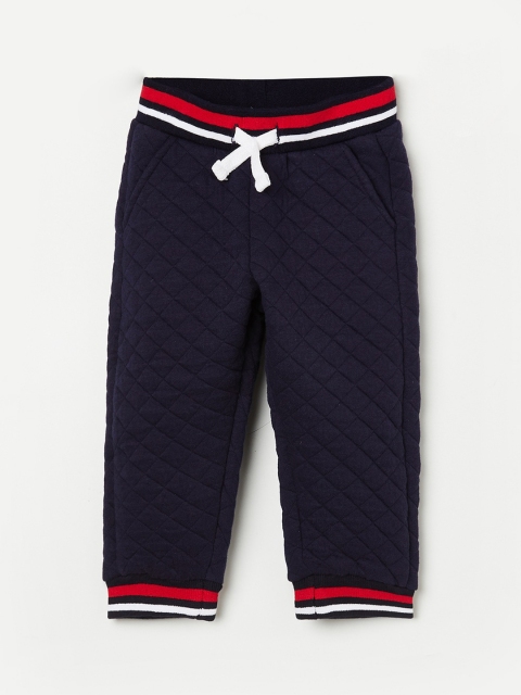 

Juniors Boys Navy Blue Self Design Joggers