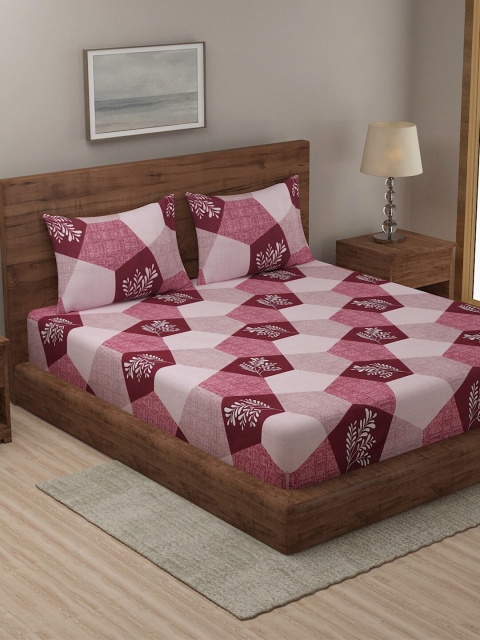 

TAG 7 Fuchsia Pink & White Floral 210 TC 2 King Bedsheet with 4 Pillow Covers