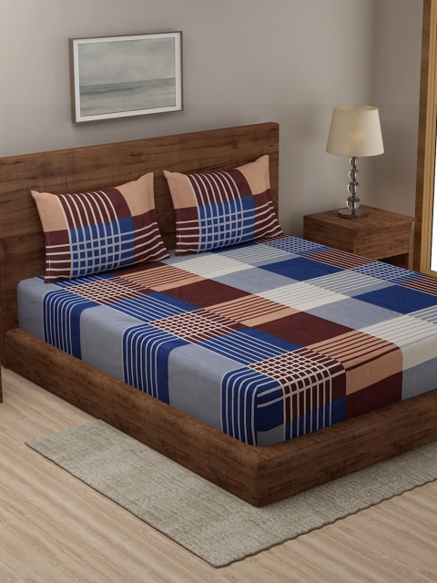 

TAG 7 Multicoloured & White Geometric 210 TC 2 King Bedsheet with 4 Pillow Covers, Multi