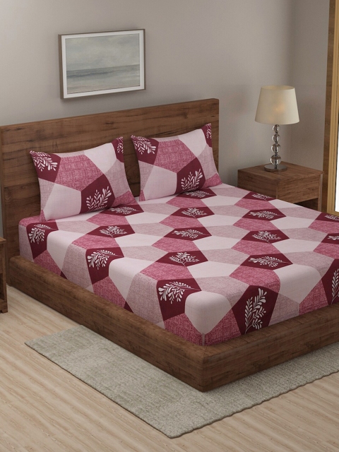 

TAG 7 Beige & Fuchsia Ethnic Motifs 210 TC 2 King Bedsheet with 4 Pillow Covers