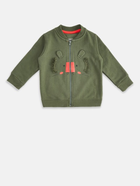 

Pantaloons Baby Boys Olive Green Applique Sweatshirt