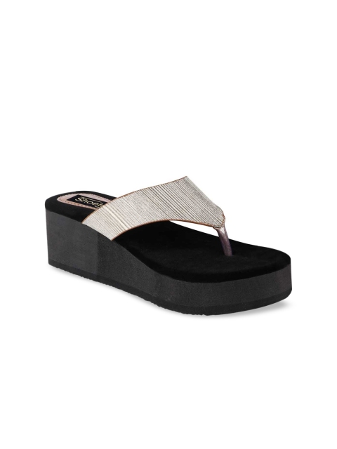 

Shoetopia Women Copper-Toned Striped Wedge Heels