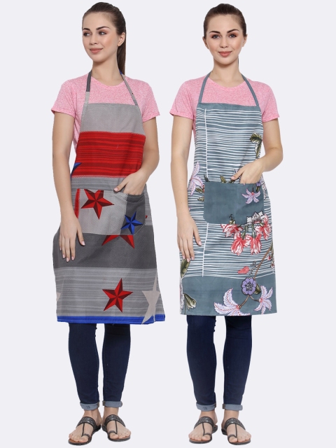 

Arrabi Pack of 2 Multicolored Printed Apron, Multi