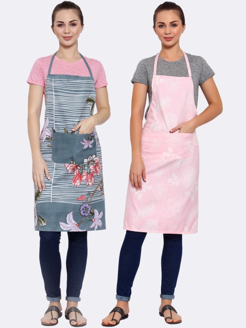 

Arrabi Woman Pack of 2 Cotton Blend Apron With Patch Pockets, Multi