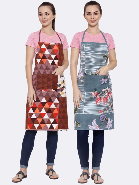

Arrabi Woman Pack of 2 Cotton Blend Apron With Patch Pockets, Multi