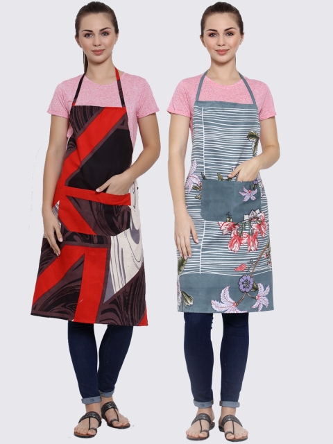 

Arrabi Pack Of 2 Multicoloured Printed Aprons, Multi