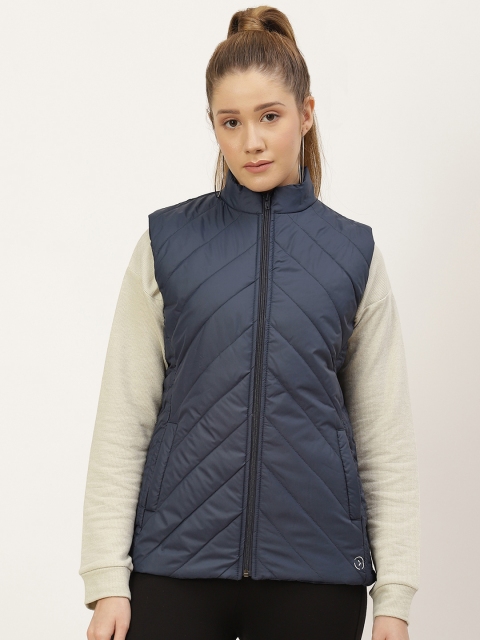 

KICA Women Navy Blue Sleeveless Puffer Jacket With Pockets