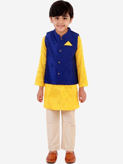 

Lil Peacock Boys Yellow Regular Kurta with Pyjamas