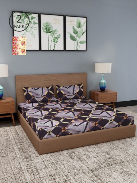 

NEUDIS Floral 180 TC 2 Queen Bedsheet with 4 Pillow Covers, Cream