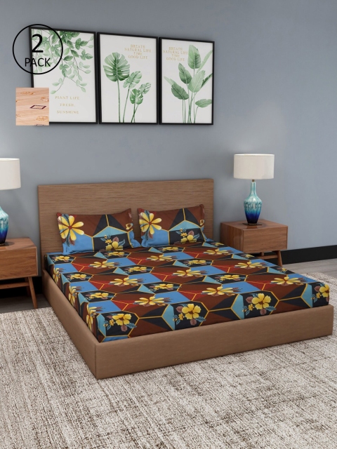 

NEUDIS Multicoloured Printed 180 TC 2 Queen Bedsheet with 4 Pillow Covers, Multi