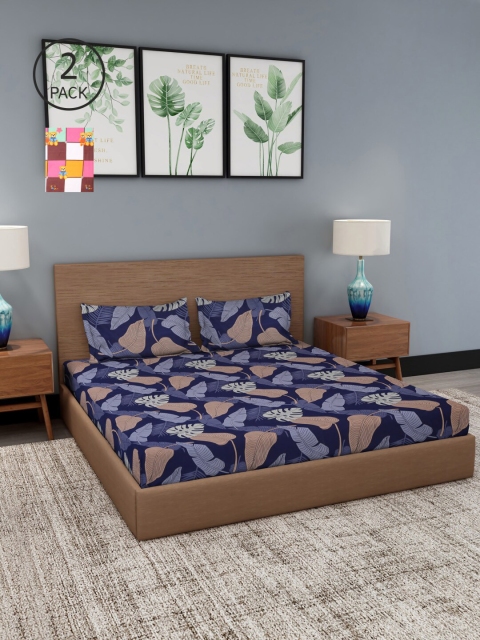 

NEUDIS Pack Of 2 Printed 180 TC 2 King Bedsheet with 4 Pillow Covers, Multi