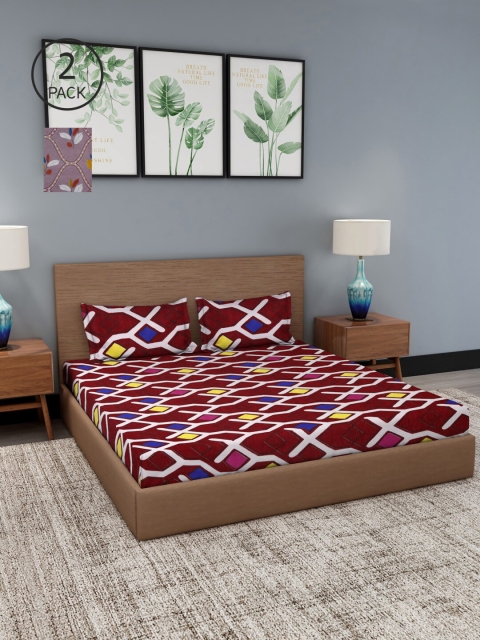

NEUDIS Floral 180 TC 2 King Bedsheet with 4 Pillow Covers, Brown