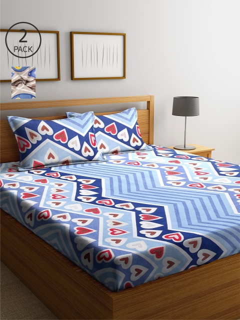

NEUDIS Multicoloured Printed 180 TC 2 Queen Bedsheet with 4 Pillow Covers, Multi