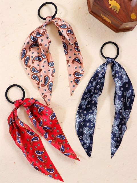 

Crunchy Fashion Pack Of 3 Floral Printed Ruffle Scrunchies, Multi