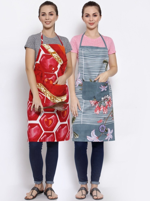 

Arrabi Pack of 2 Multicolored Printed Aprons, Multi
